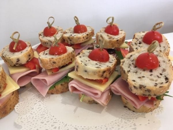 Lunch catering with sandwich stacks