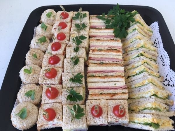 Lunch catering with finger sandwiches